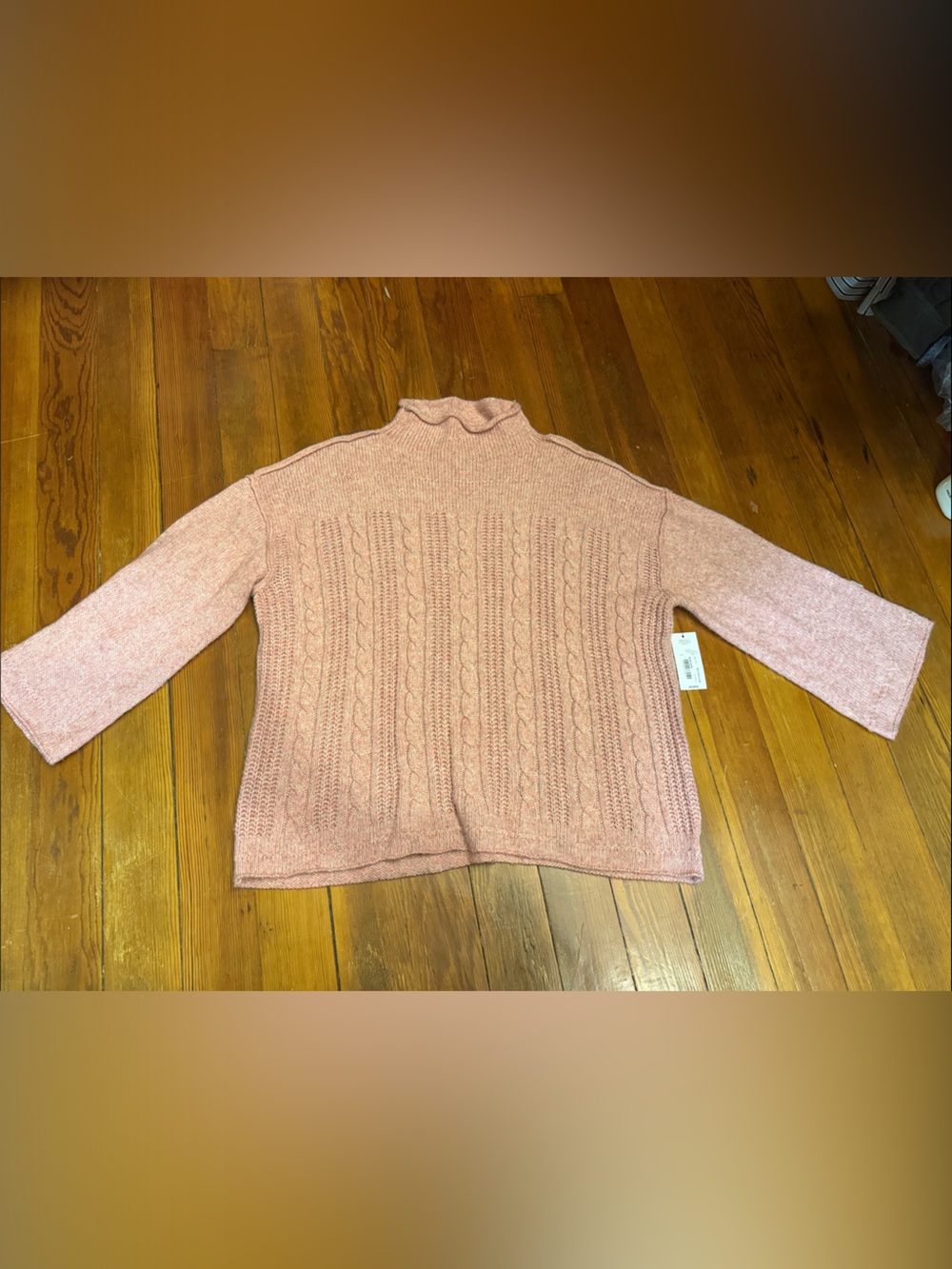 a.n.a Dusty Rose Cable Knit Turtleneck Sweater